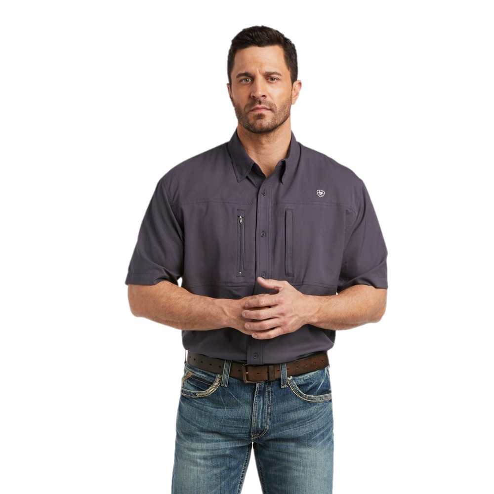 Ariat Men's VENTTEK Woven Charcoal Grey Button Down Shirt 10034961 Size Medium M